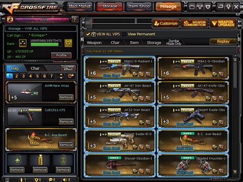 Crossfire Accounts, Items .